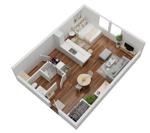 Floor plan for studio, 1 bath, 550 sqft